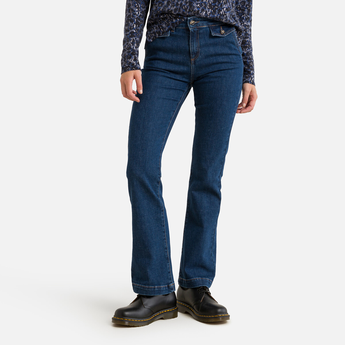Stretch denim bootcut jeans indigo Icode La Redoute
