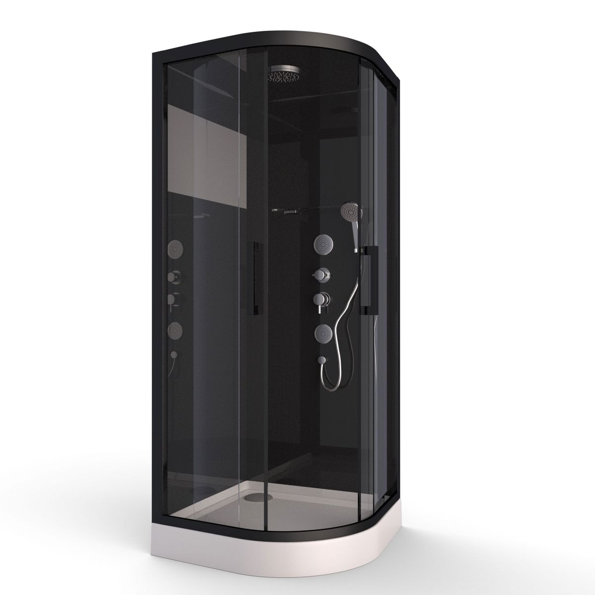 Cabine de douche black mirror 2 ronde noir Home Bain La Redoute