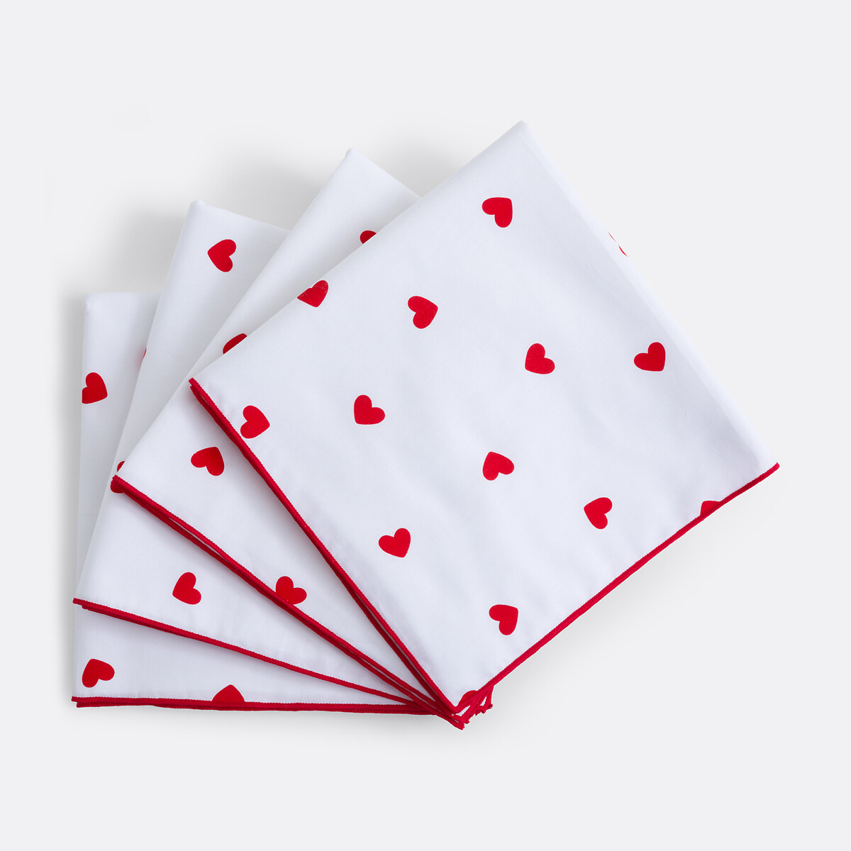 Lot de 4 serviettes de table en coton, imprimé cœurs, SCACCO, LA REDOUTE INTERIEURS