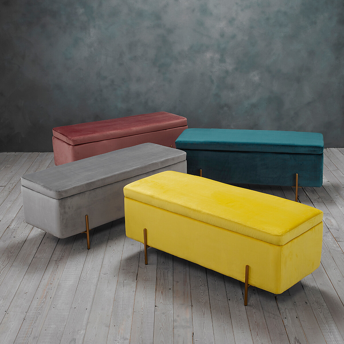 Velvet storage ottoman bench sale
