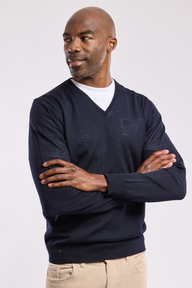 Pull col V en laine, GUY DE BERAC