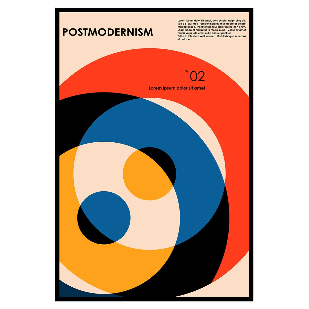 Affiche postmodernisme géométrique colorée style contemporain, HEXOA