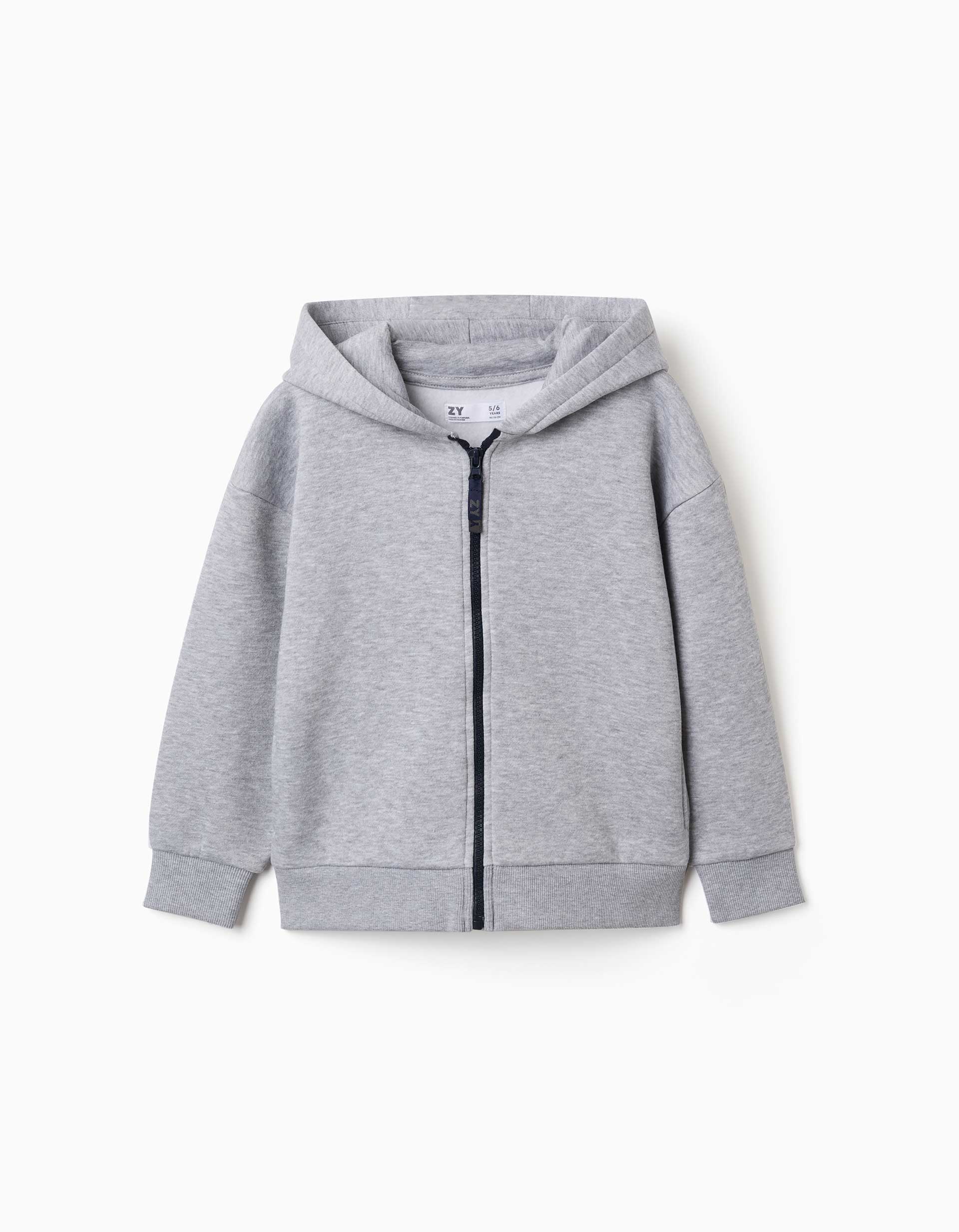 Sweat zippé en molleton avec capuche et doublure en coton peigné, ZIPPY