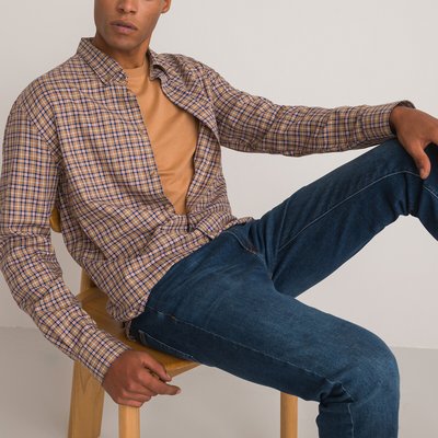 Checked Cotton Shirt in Slim Fit with Button-Down Collar LA REDOUTE COLLECTIONS