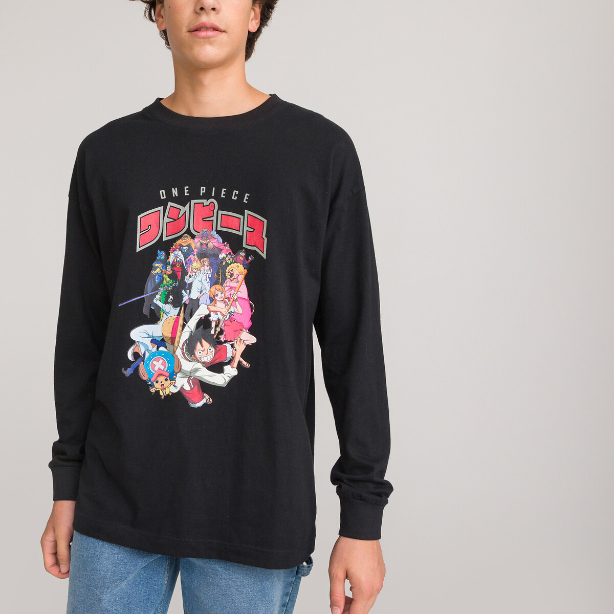 Printed Cotton Oversized T-Shirt with Long Sleeves