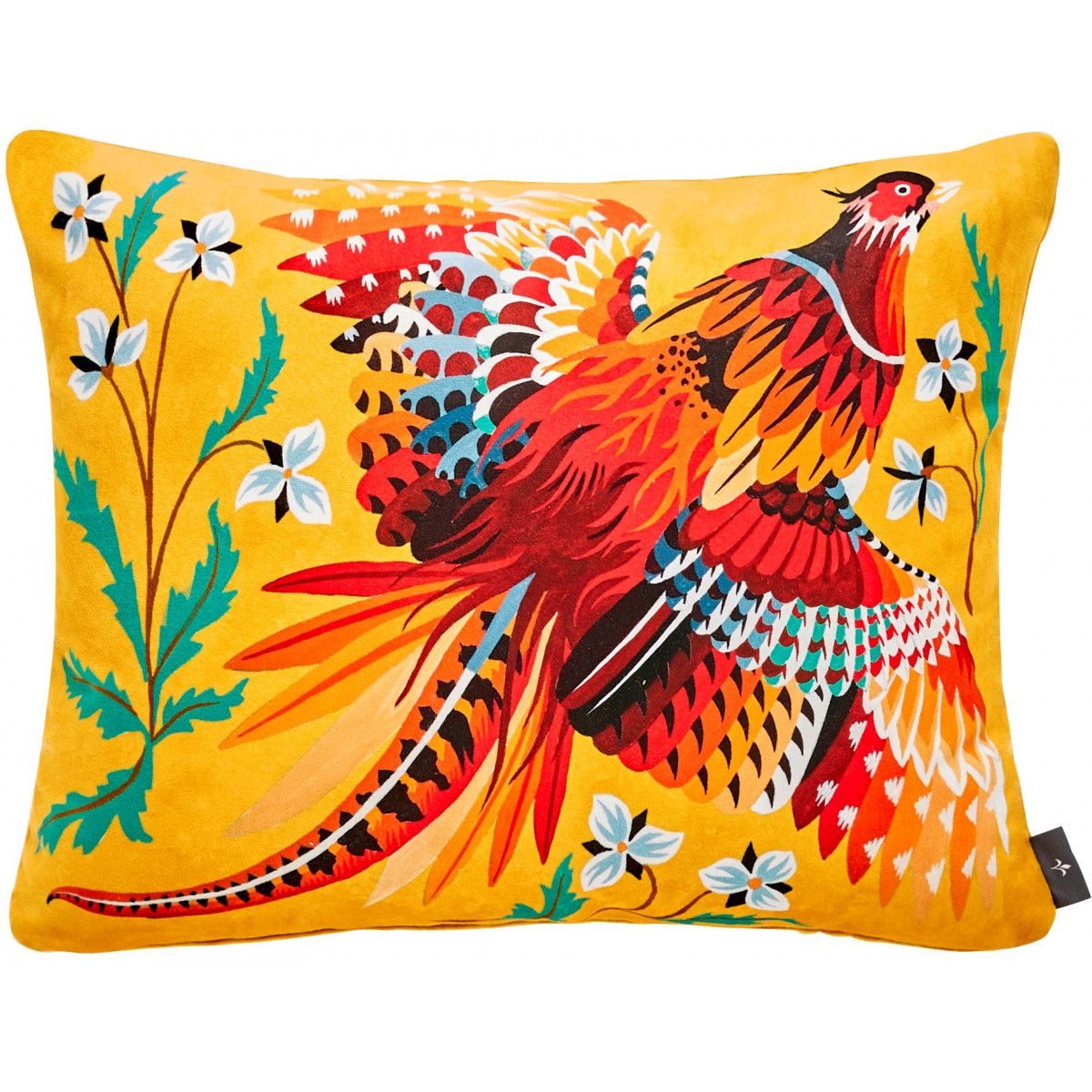 coussin faisan imprime sur velours made in france, france
