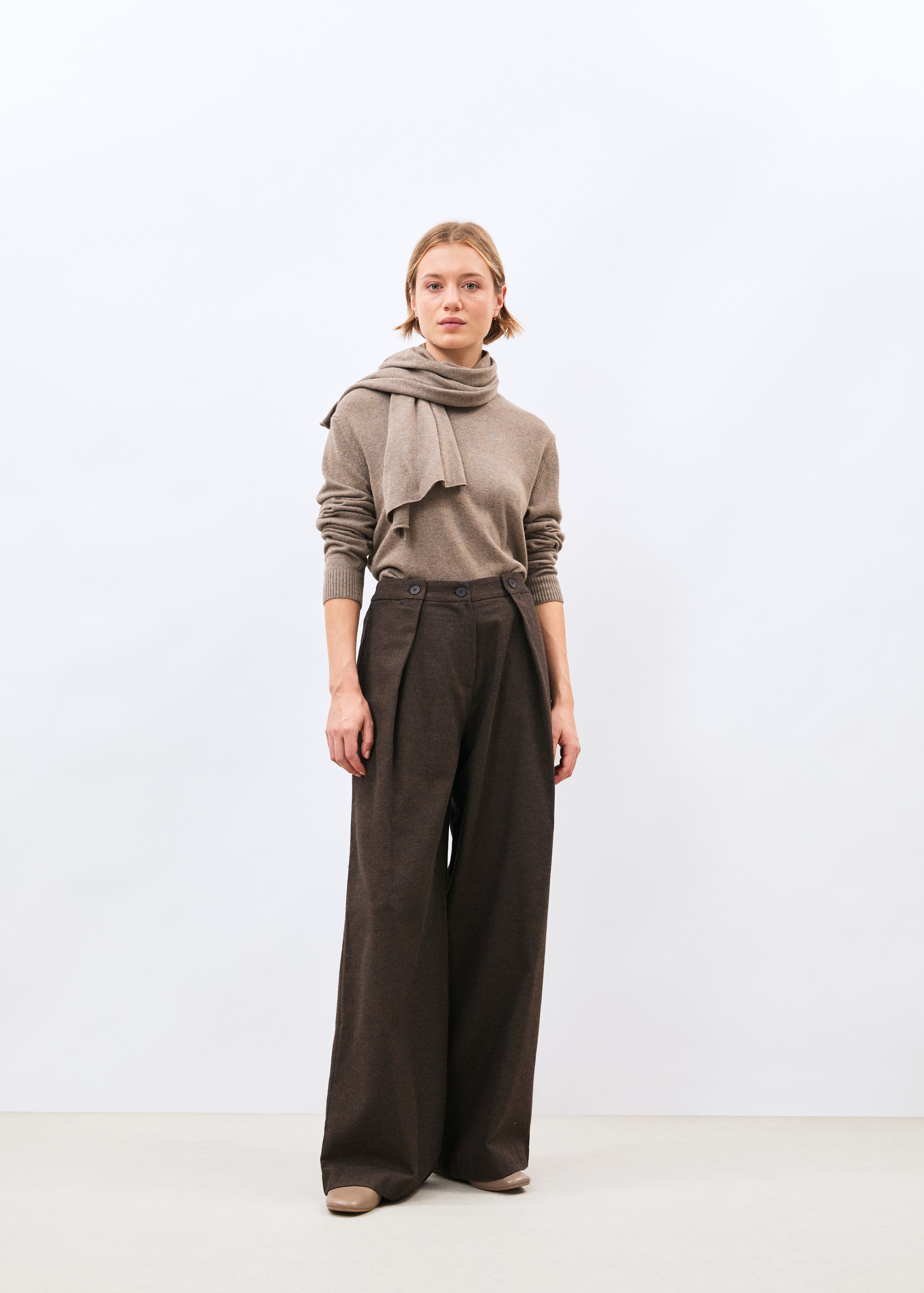 Pantalon large en flanelle à chevrons, HUMILITY