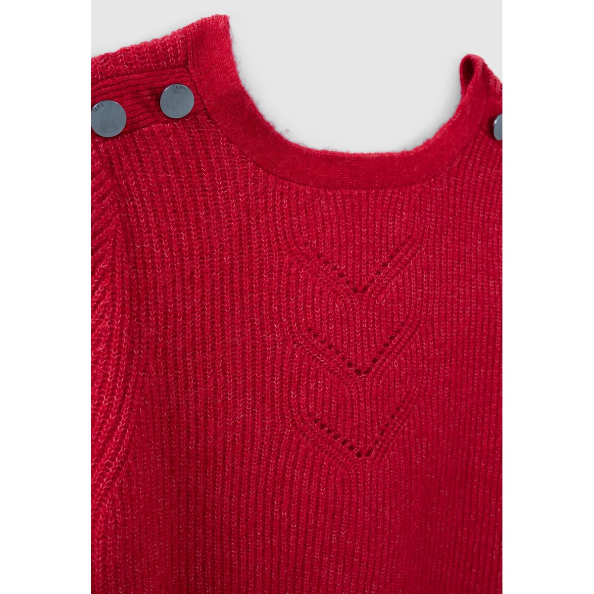 Pull rouge tricot noeud fixe au dos Femme