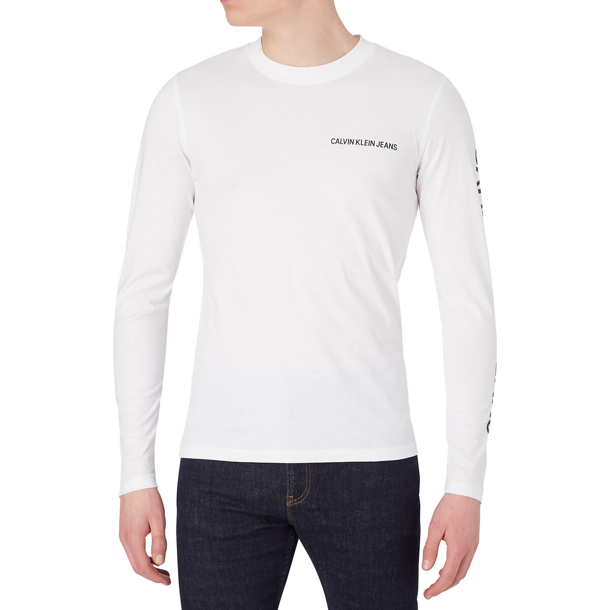Essential organic cotton t-shirt with long sleeves , white, Calvin Klein Jeans | La