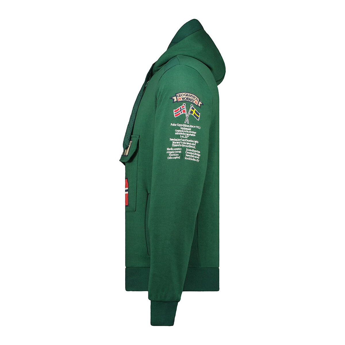 Gymclass embroidered logo hoodie in cotton mix with half zip green Geographical Norway La Redoute