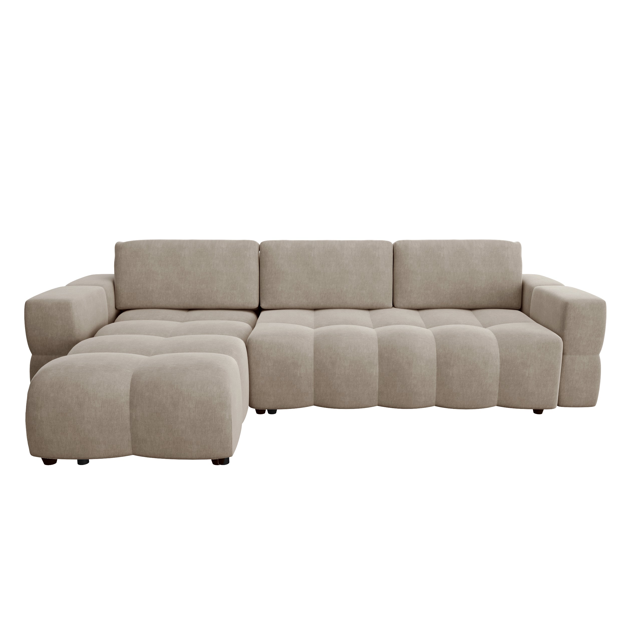 Canapé d'angle gauche convertible coffre 5 places en velours GABRIEL, SIA HOME