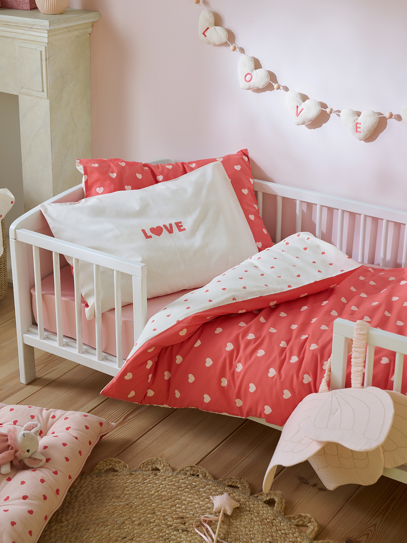 Parure housse de couette + taie d'oreiller MON CŒUR, VERTBAUDET
