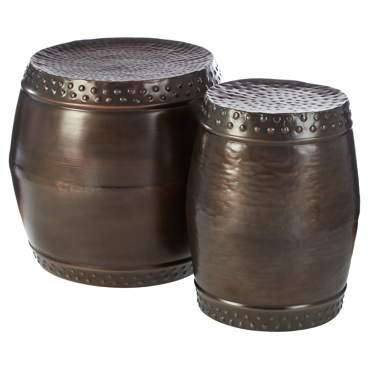 Set of 2 iron drum side tables bronze So home La Redoute