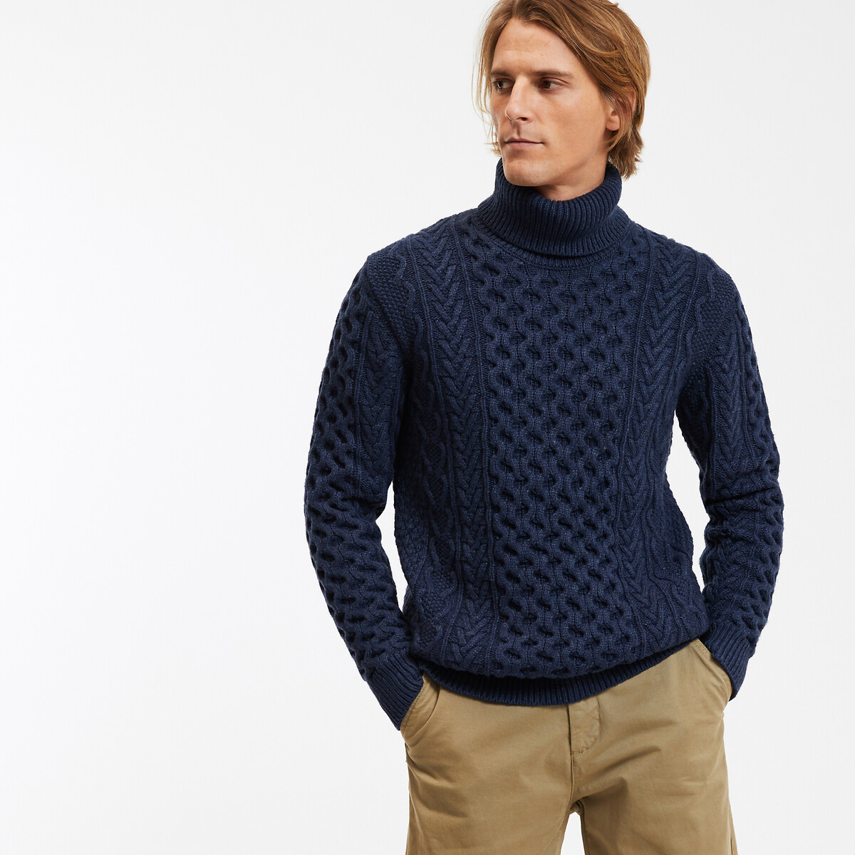 Pull col roule maille torsadee La Redoute Collections La Redoute