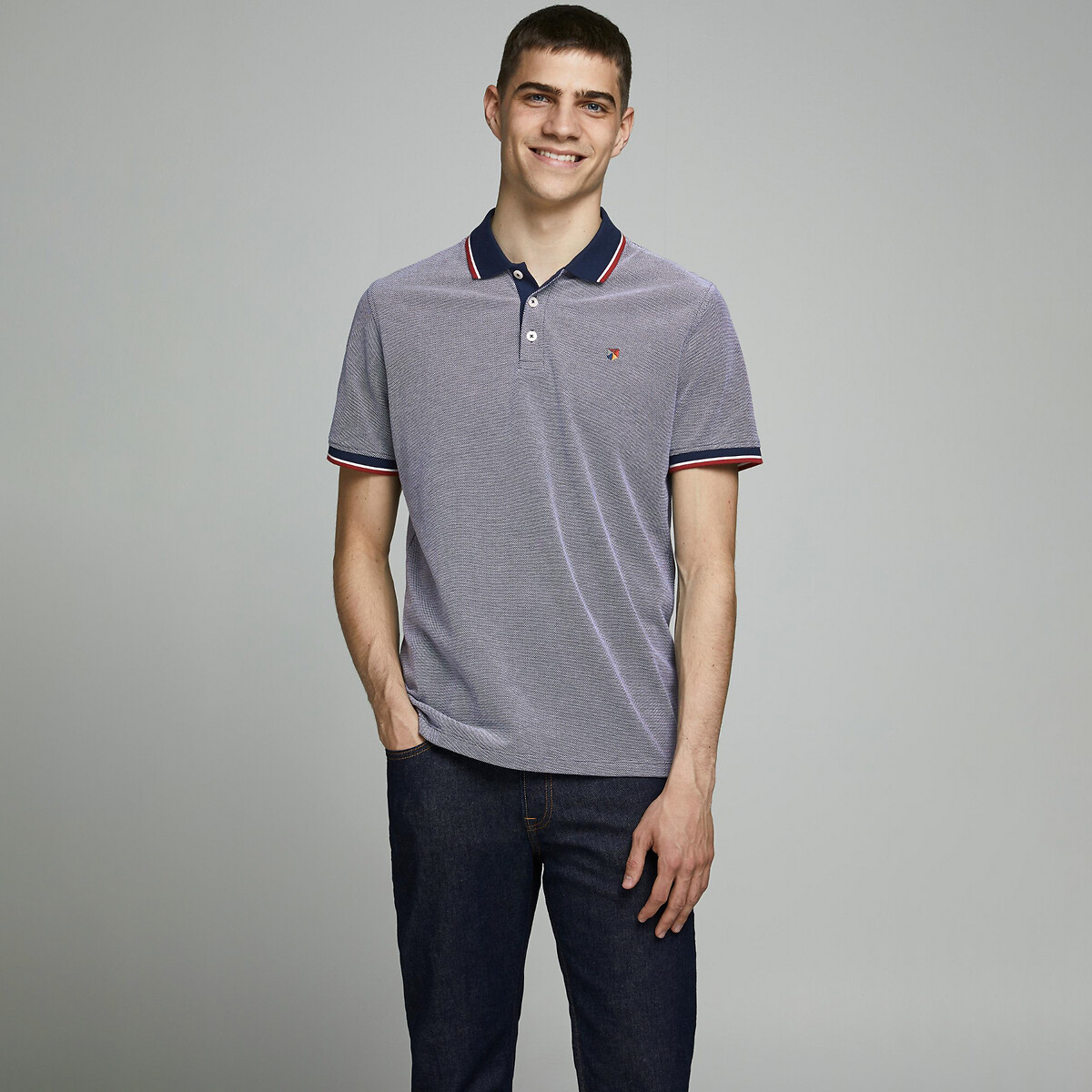 Image of Jprbluwin Polo Shirt in Cotton Pique Mix and Regular Fit