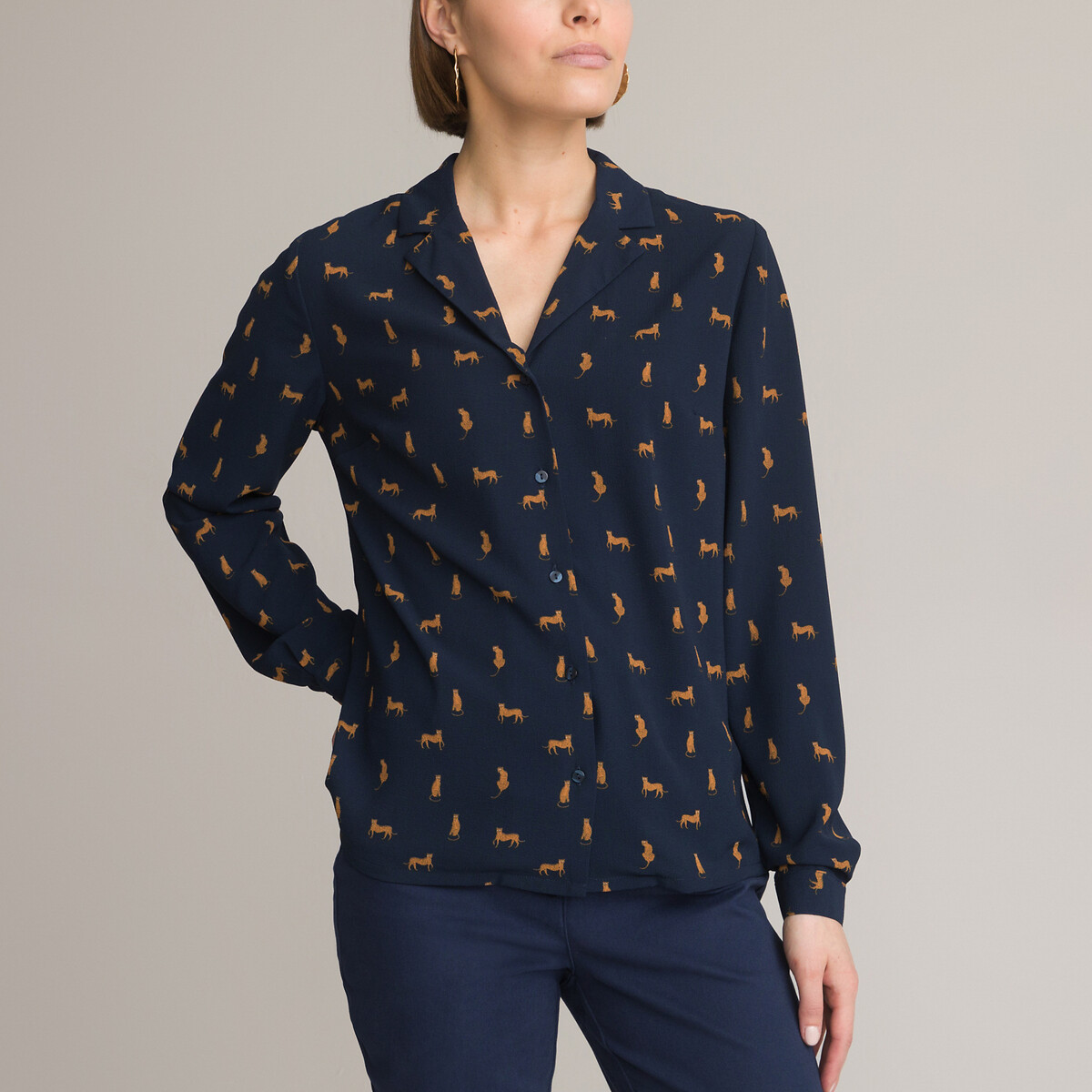 Recycled Animal Print Shirt with Long Sleeves