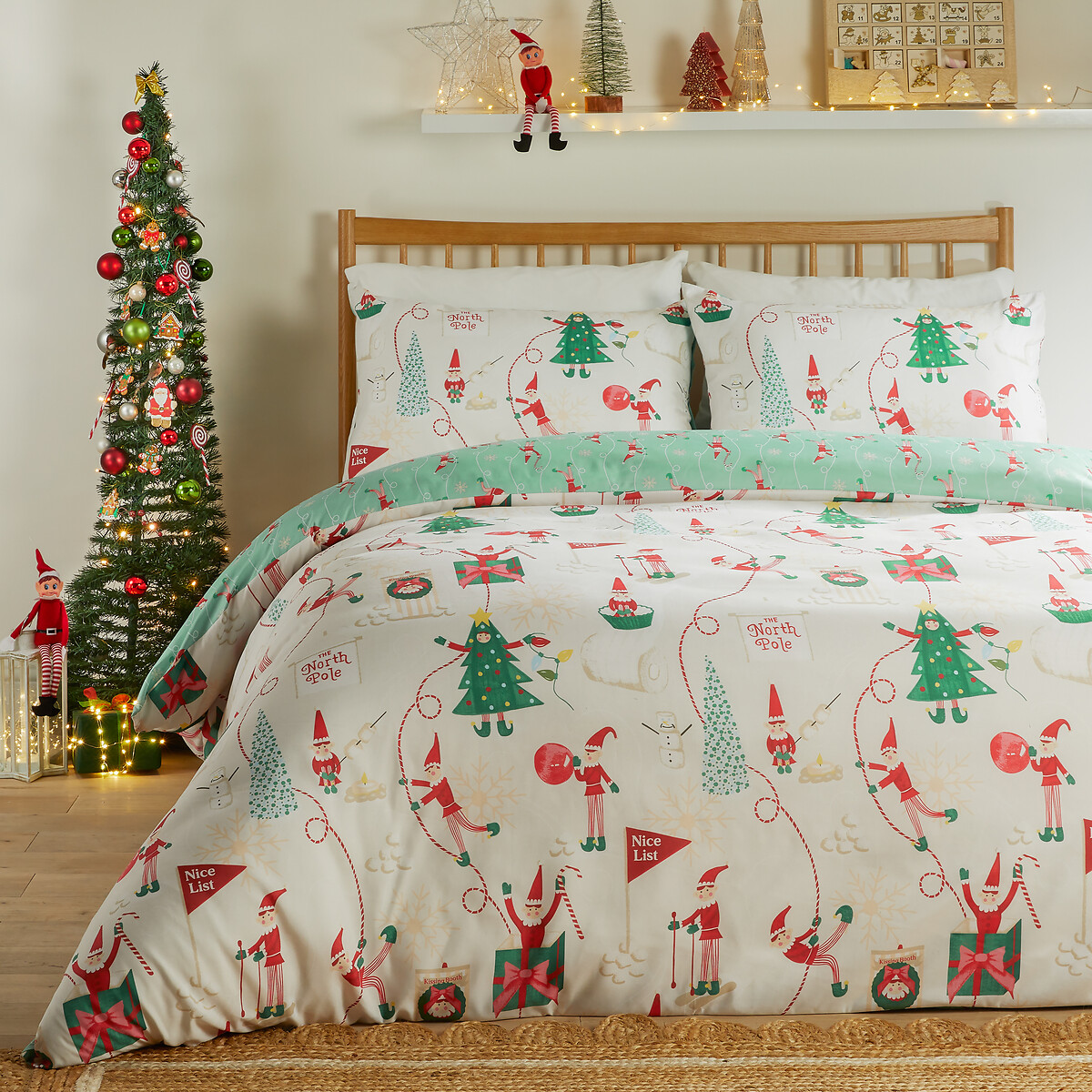 Elfie Printed Soft Touch Duvet Cover and Pillowcase Set, DUVET DAY