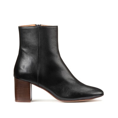 Les Signatures - Leather Ankle Boots with Block Heel LA REDOUTE COLLECTIONS