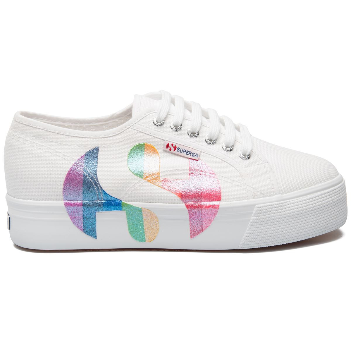 Baskets Compensées En Toile 2790 , Cotwprintedlogoglitter, SUPERGA
