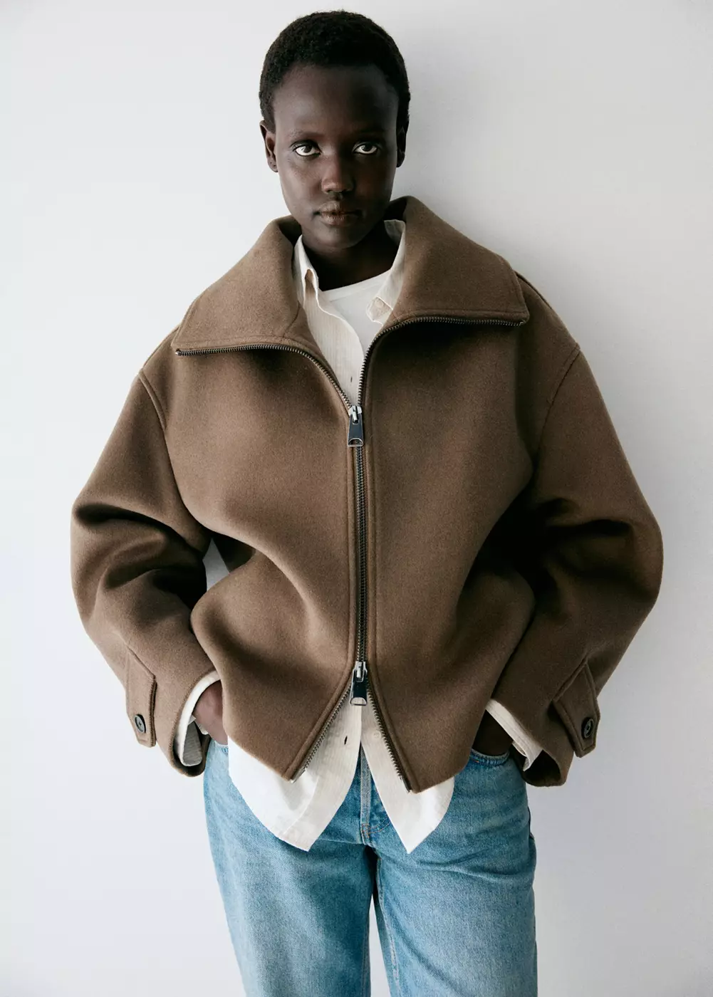 Veste à col montant avec zip, MANGO