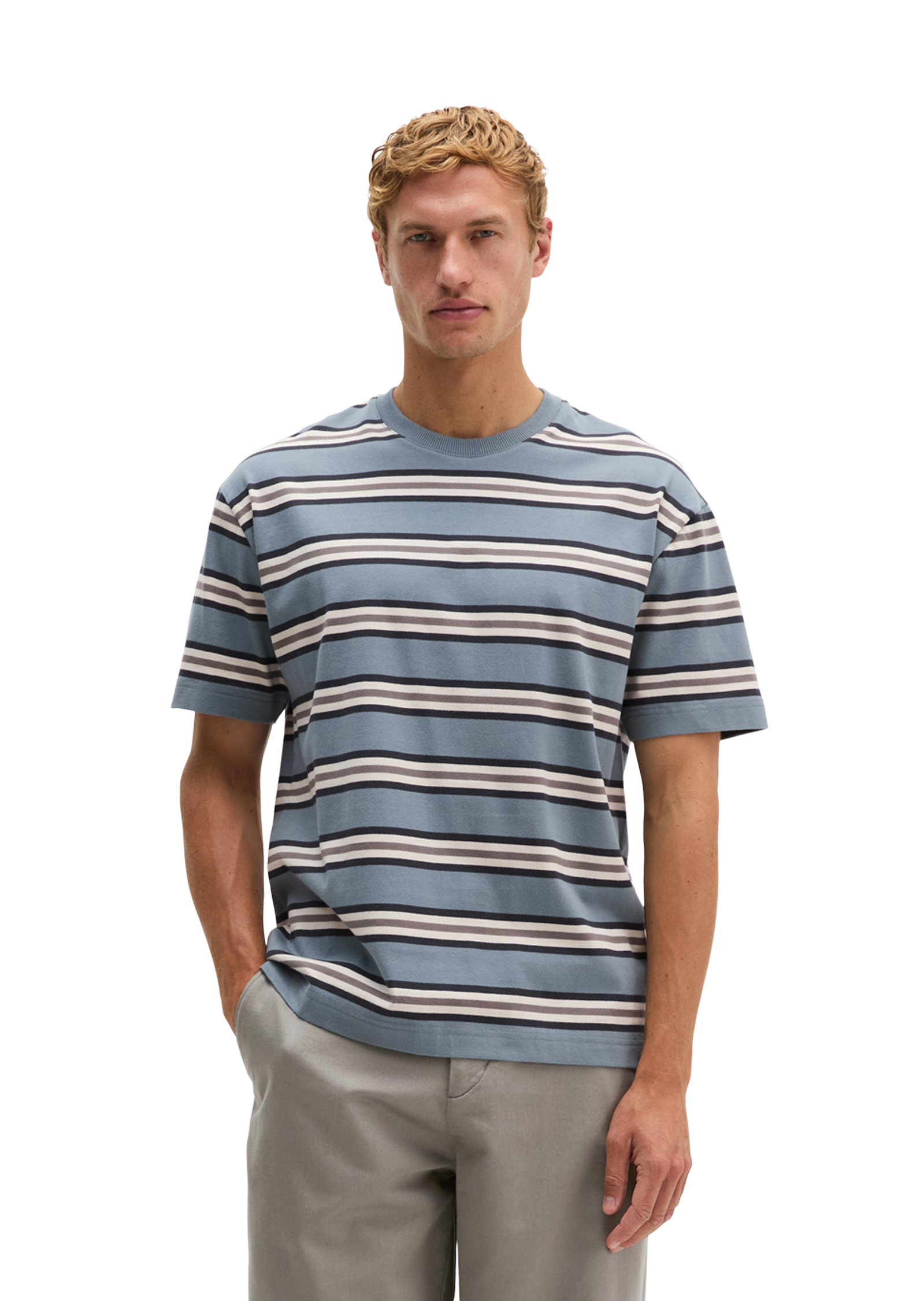 T-shirt regular en coton bio teint en fil, MARC O'POLO