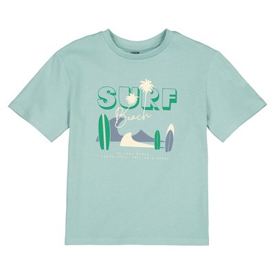 Surf Print Cotton T-Shirt with Crew Neck LA REDOUTE COLLECTIONS