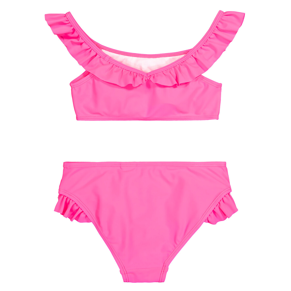Ruffled bikini pink La Redoute Collections La Redoute