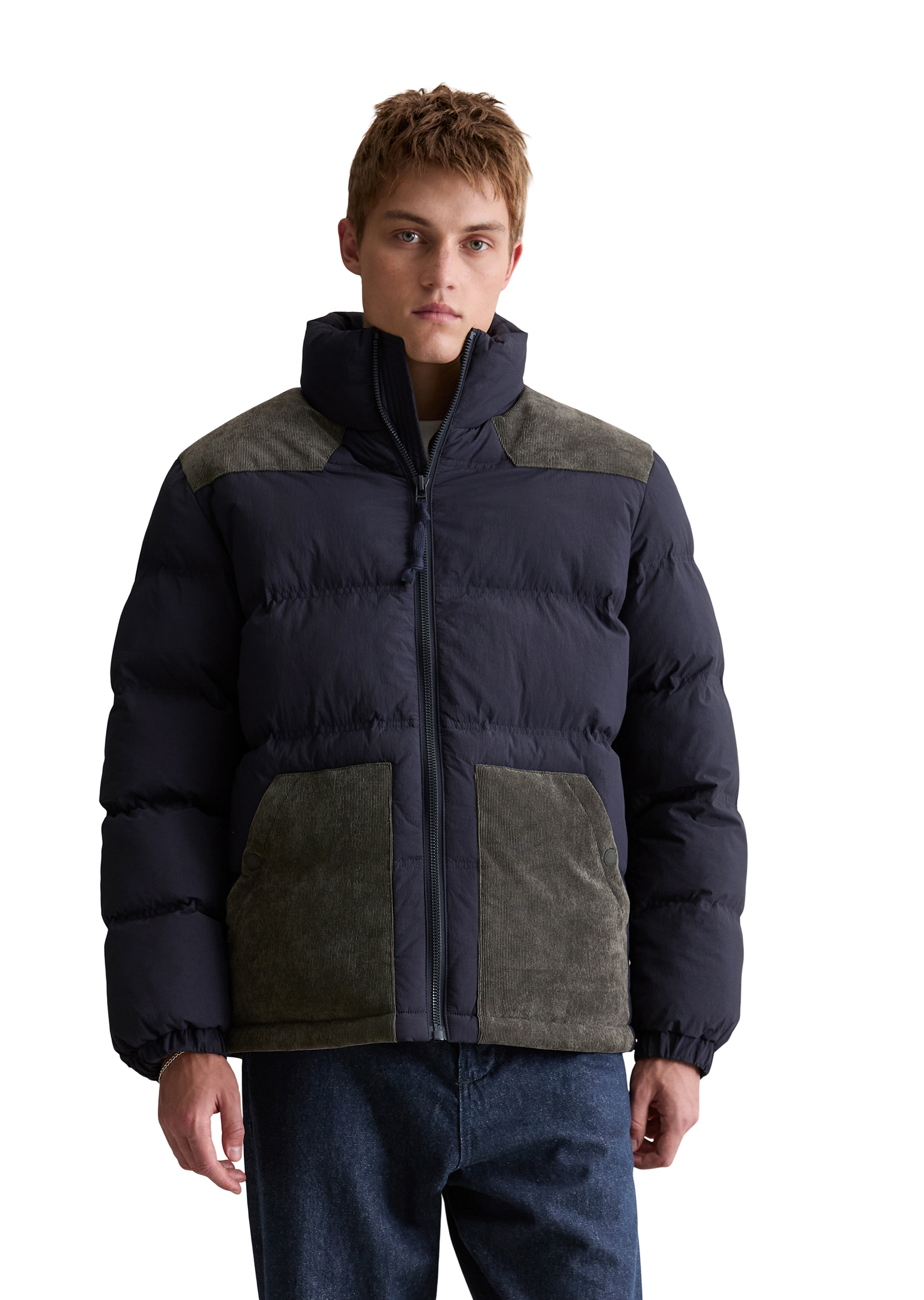 Veste matelassée regular avec empiècements en velours côtelé de couleur contrastée, MARC O’POLO DENIM