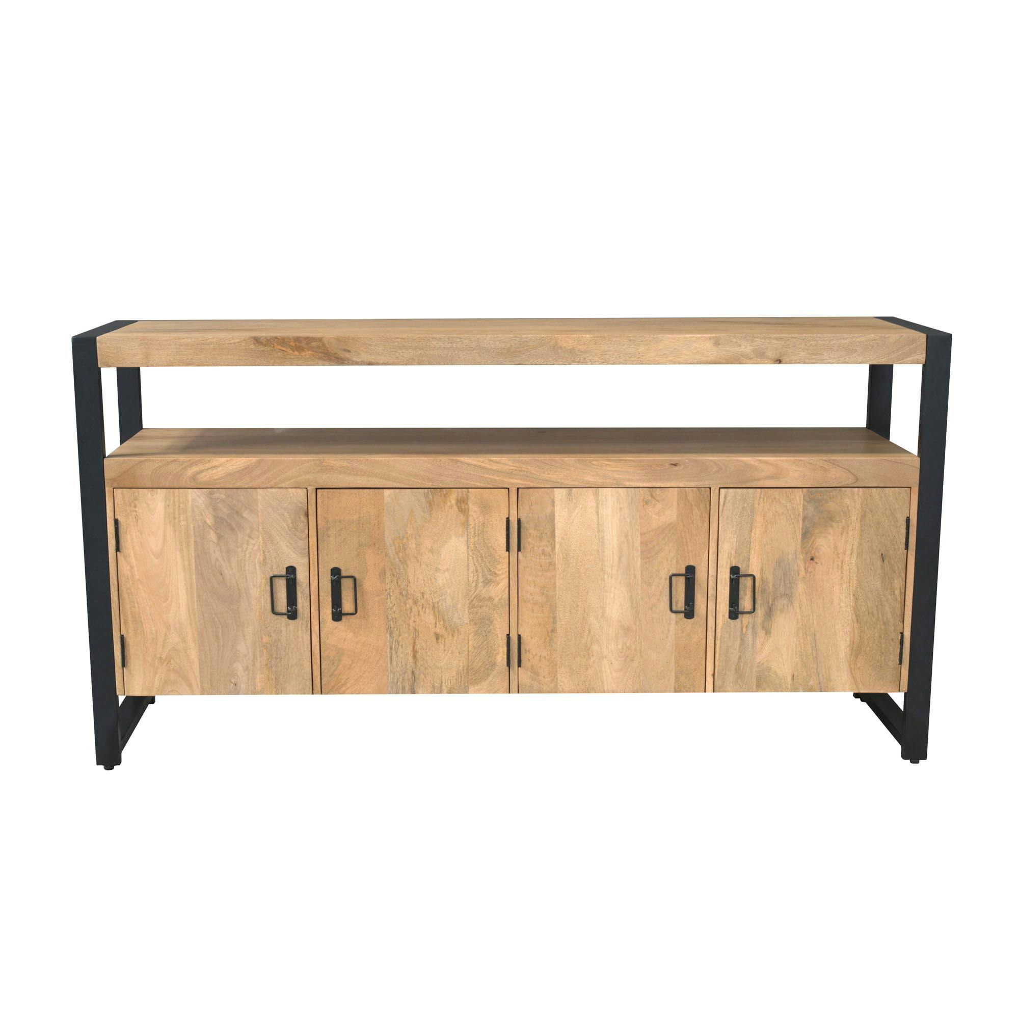 Buffet bois métal 4 portes double plateau MILORA, PIER IMPORT