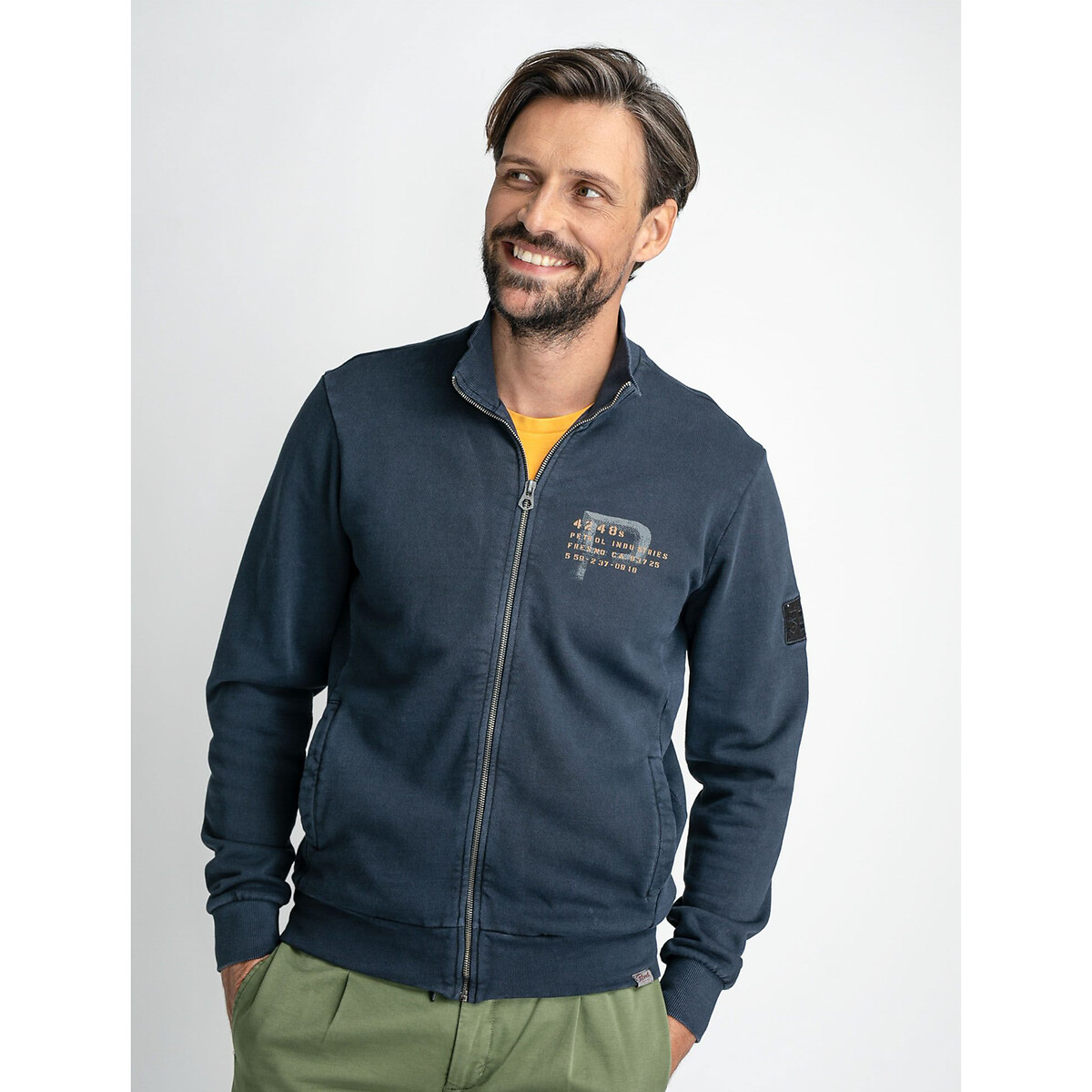 Cotton Track Top with High Neck