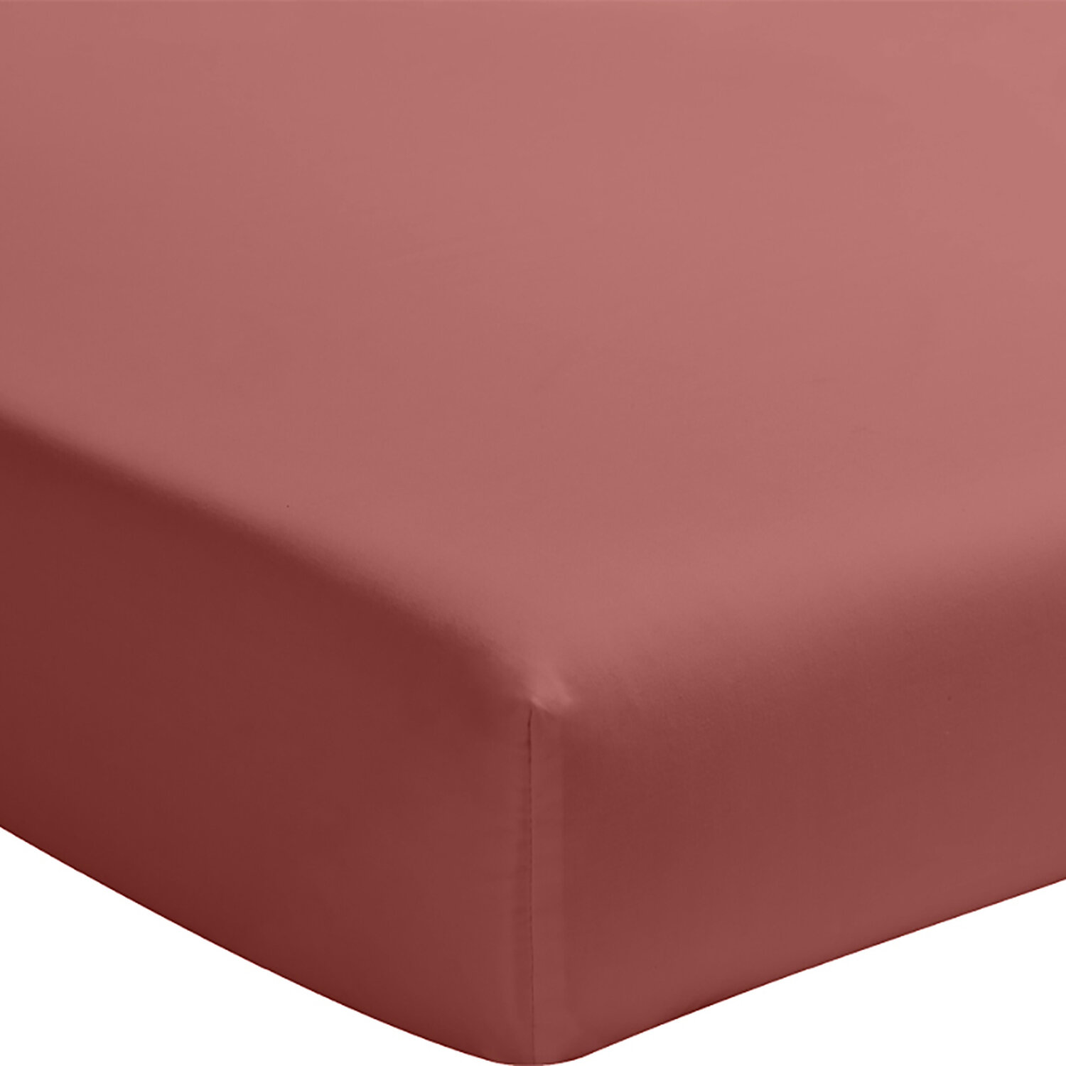 Drap housse en percale de coton lavé bonnet 30 cm uni, ELEGANCE, BATON ROUGE