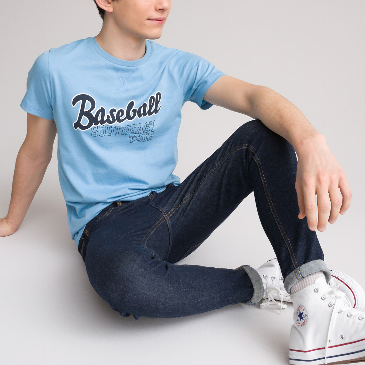 T-shirt girocollo stampata, 10-18 anni blu La Redoute Collections | La  Redoute