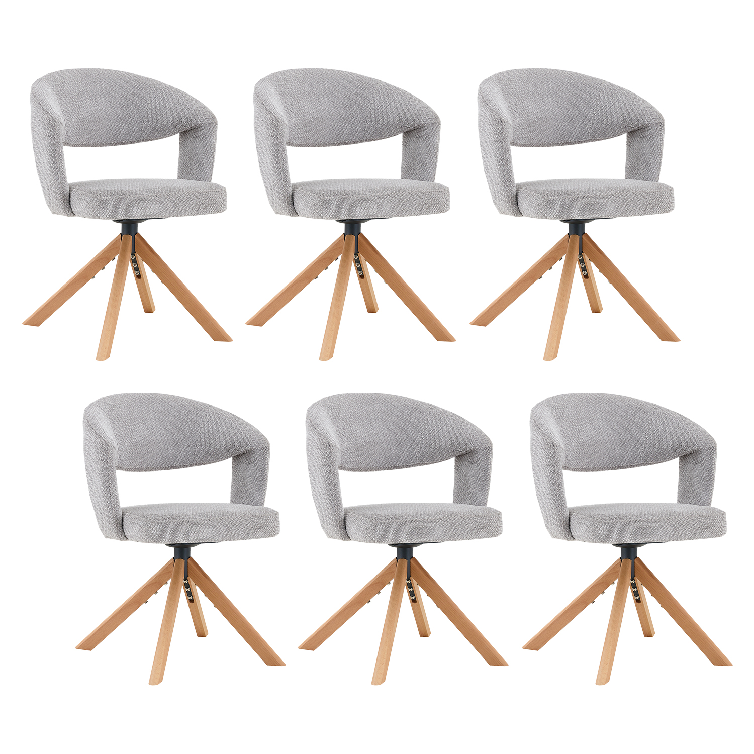 Lot de 6 fauteuils de salle à manger rotatif scandinave, CARMONDA, MEUBLES COSY