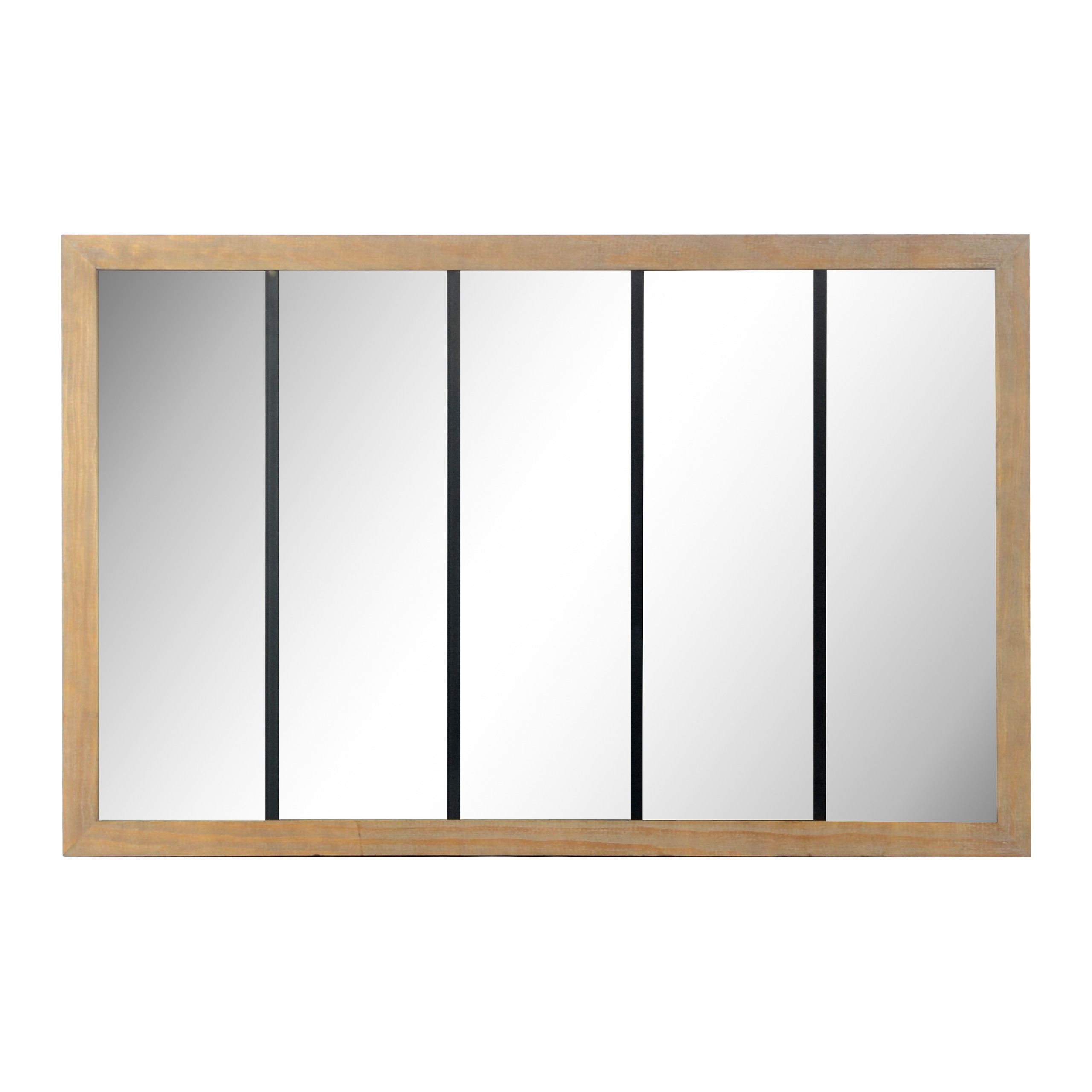 Miroir industriel en bois et métal 90x140cm, EMDE