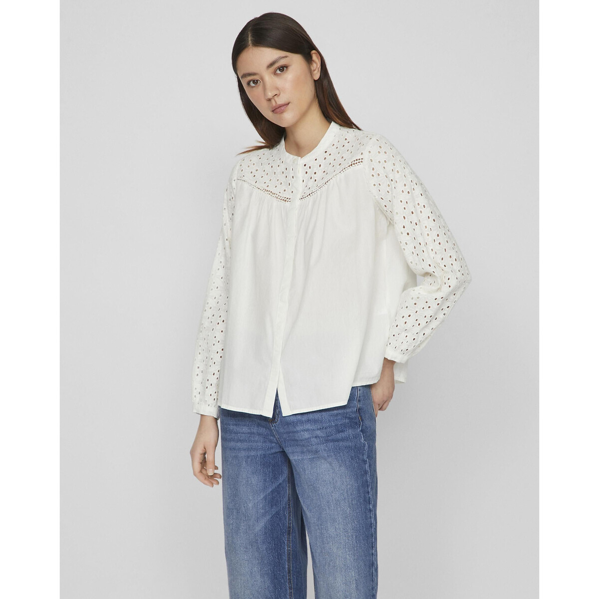 Image of Broderie Anglaise Cotton Blouse
