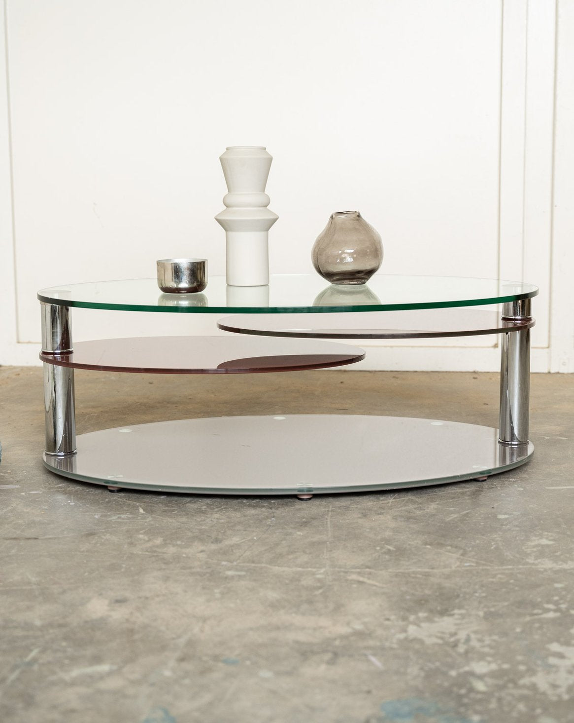 Table basse contemporaine en verre trempé Donna N°1590 - Bon état, DEBONGOUT