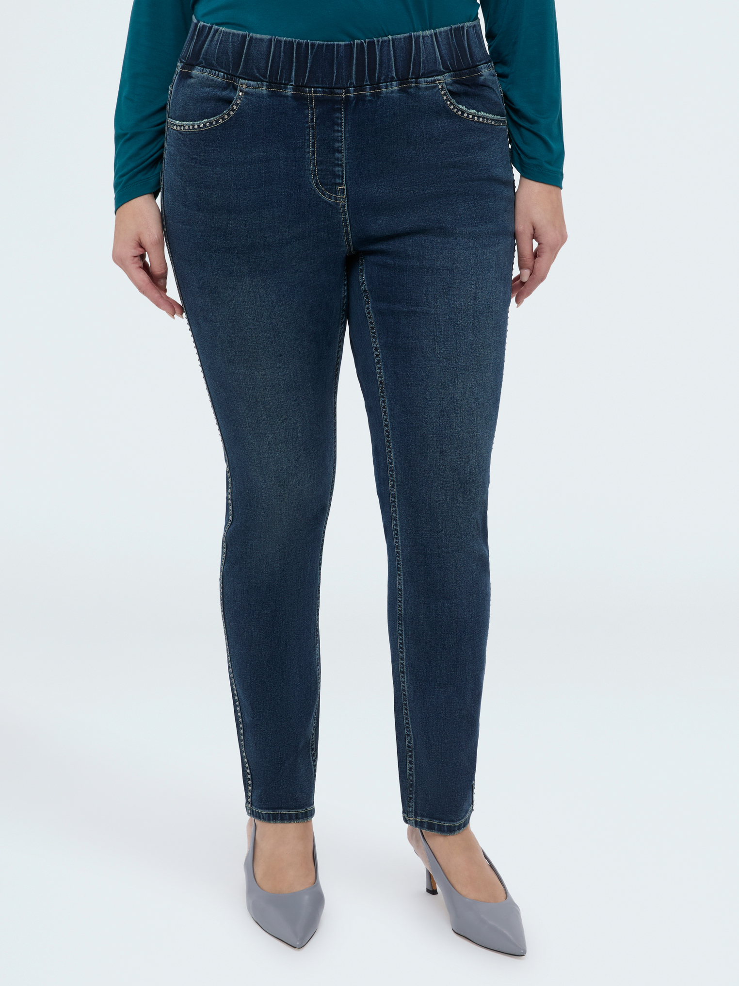 Jeggings effet délavé avec applications, FIORELLA RUBINO