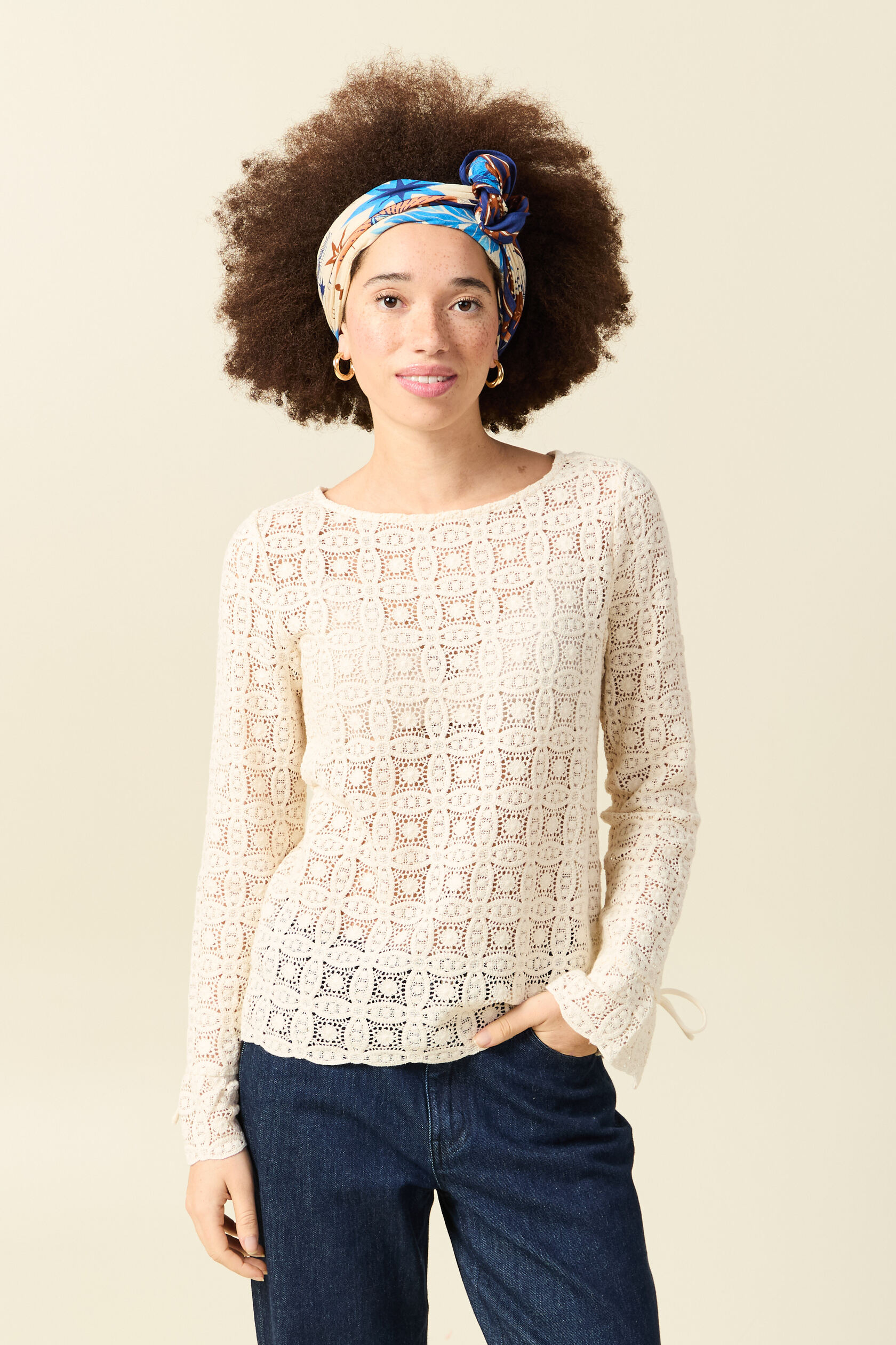 T-shirt manches longues en dentelle, BONOBO