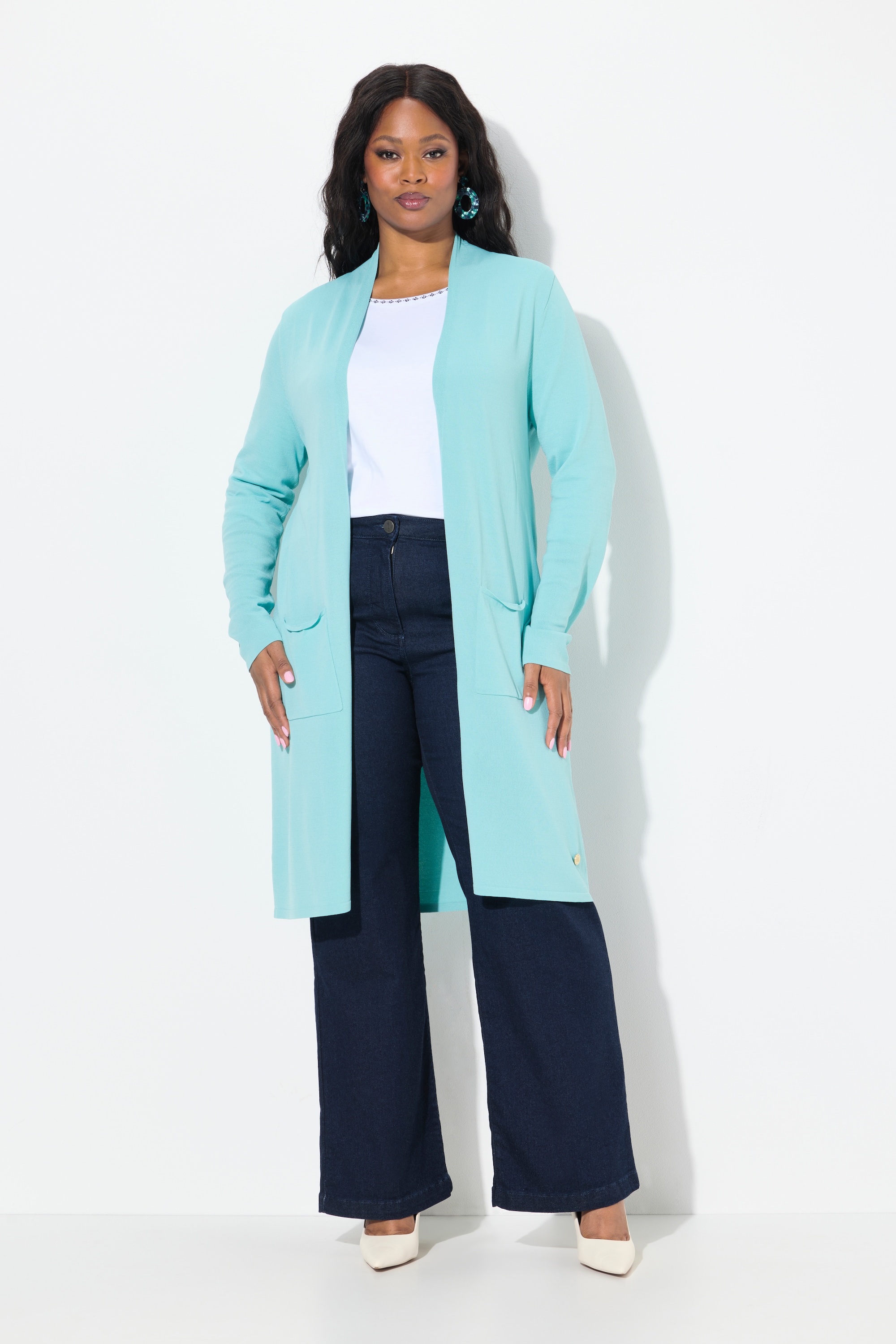 Cardigan long à col montant. Coupe ouverte, ULLA POPKEN