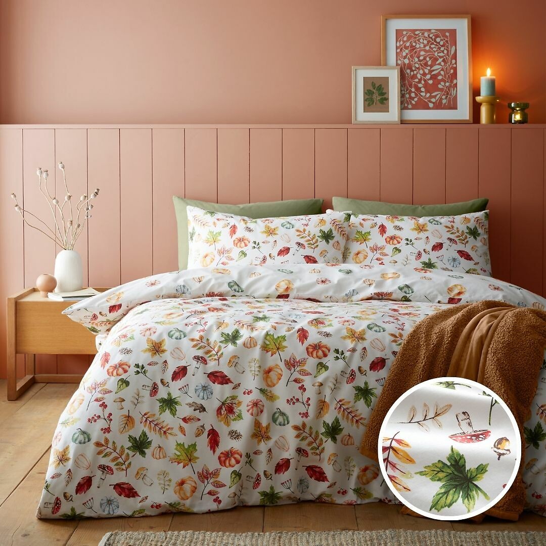 Autumn Pumpkins Duvet Cover and Pillowcase Set, CATHERINE LANSFIELD