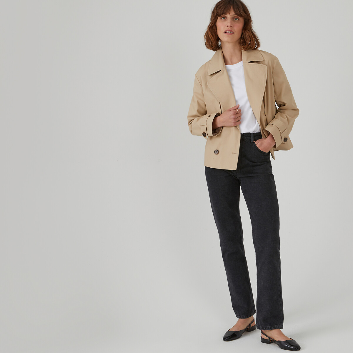 Beige short trench coat womens hot sale