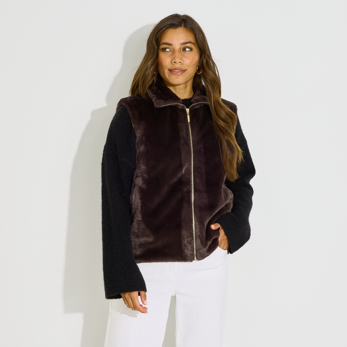 Veste gilet imitation fourrure, GRAIN DE MALICE