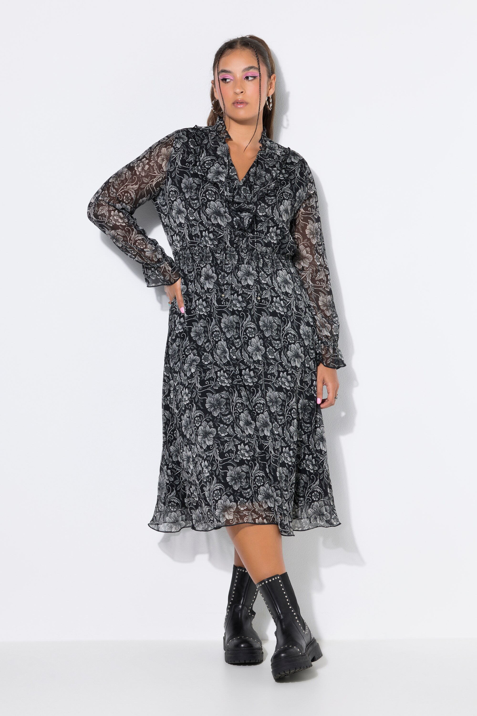 Robe midi, coupe trapèze, mousseline, STUDIO UNTOLD