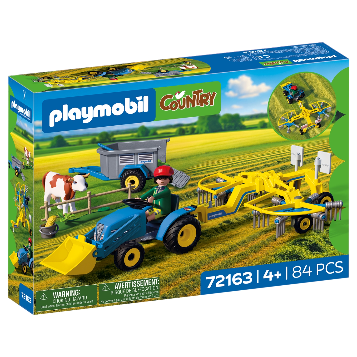 Petit tracteur avec andaineur à foin, PLAYMOBIL