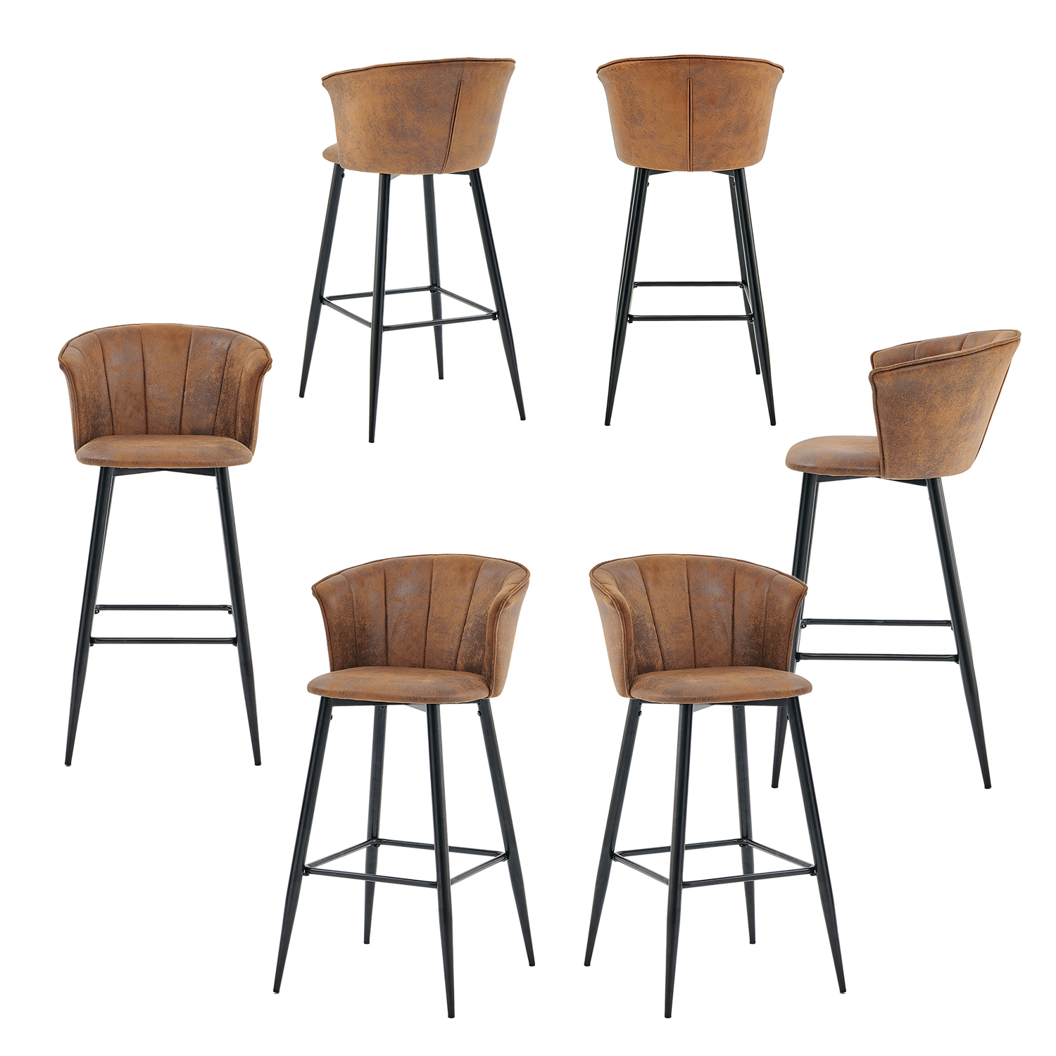 Lot de 6 tabourets de bar rétro industriel, DONCIC, MEUBLES COSY