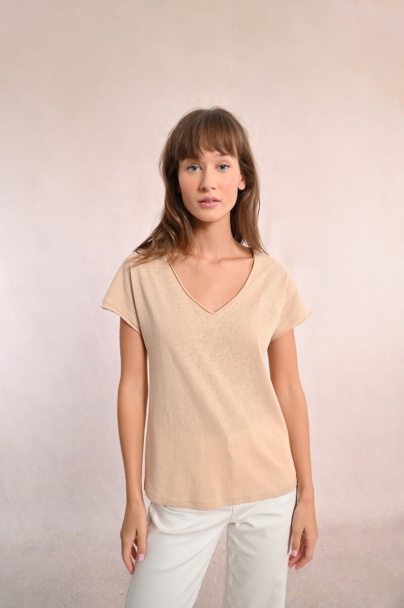 Short Sleeve T-Shirt with V-Neck, MOLLY BRACKEN