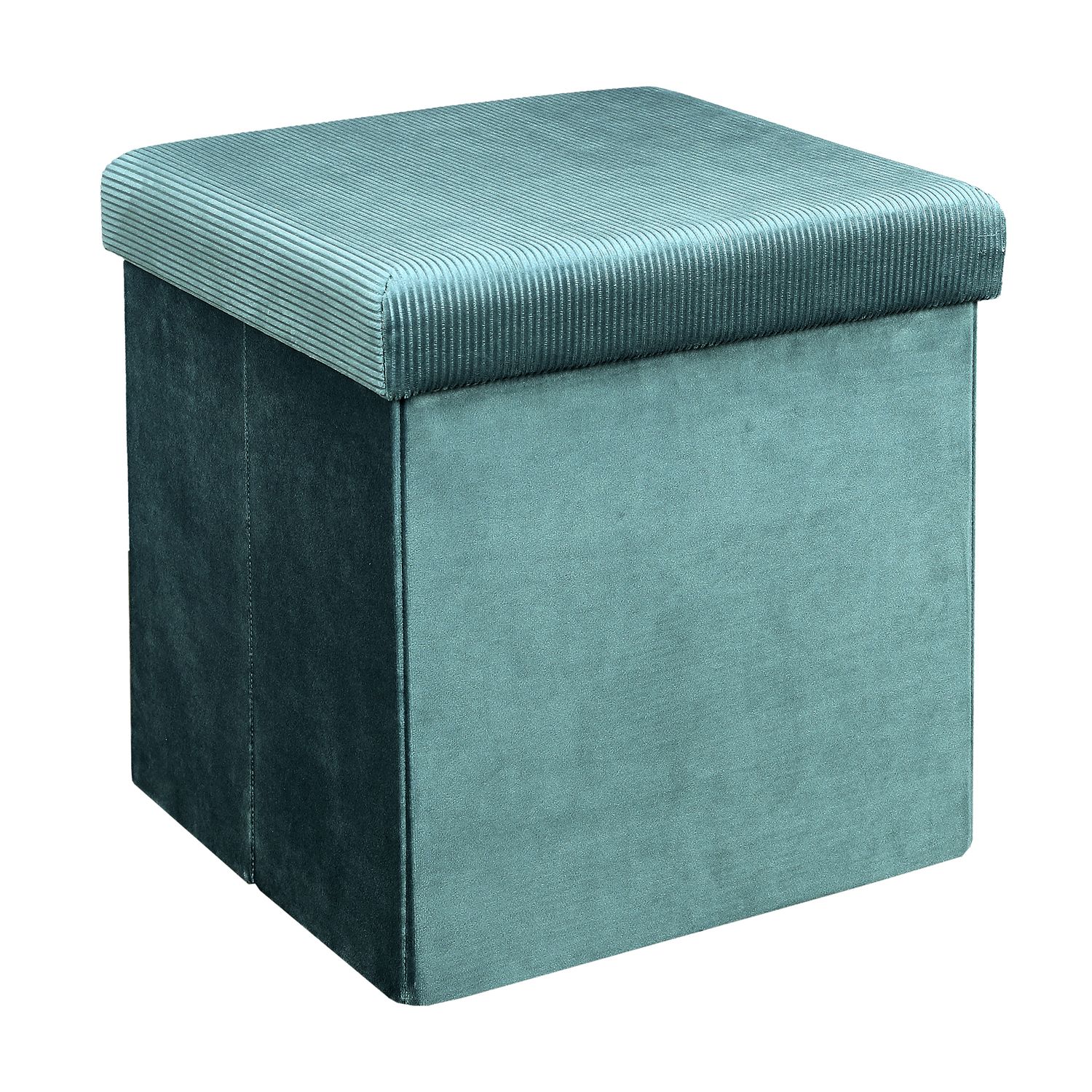 Pouf coffre pliable revêtement en velours gris 38x38cm | Poufs | Pier Pouf coffre pliable revêtement en velours gris 38x38cm | Poufs | Pier