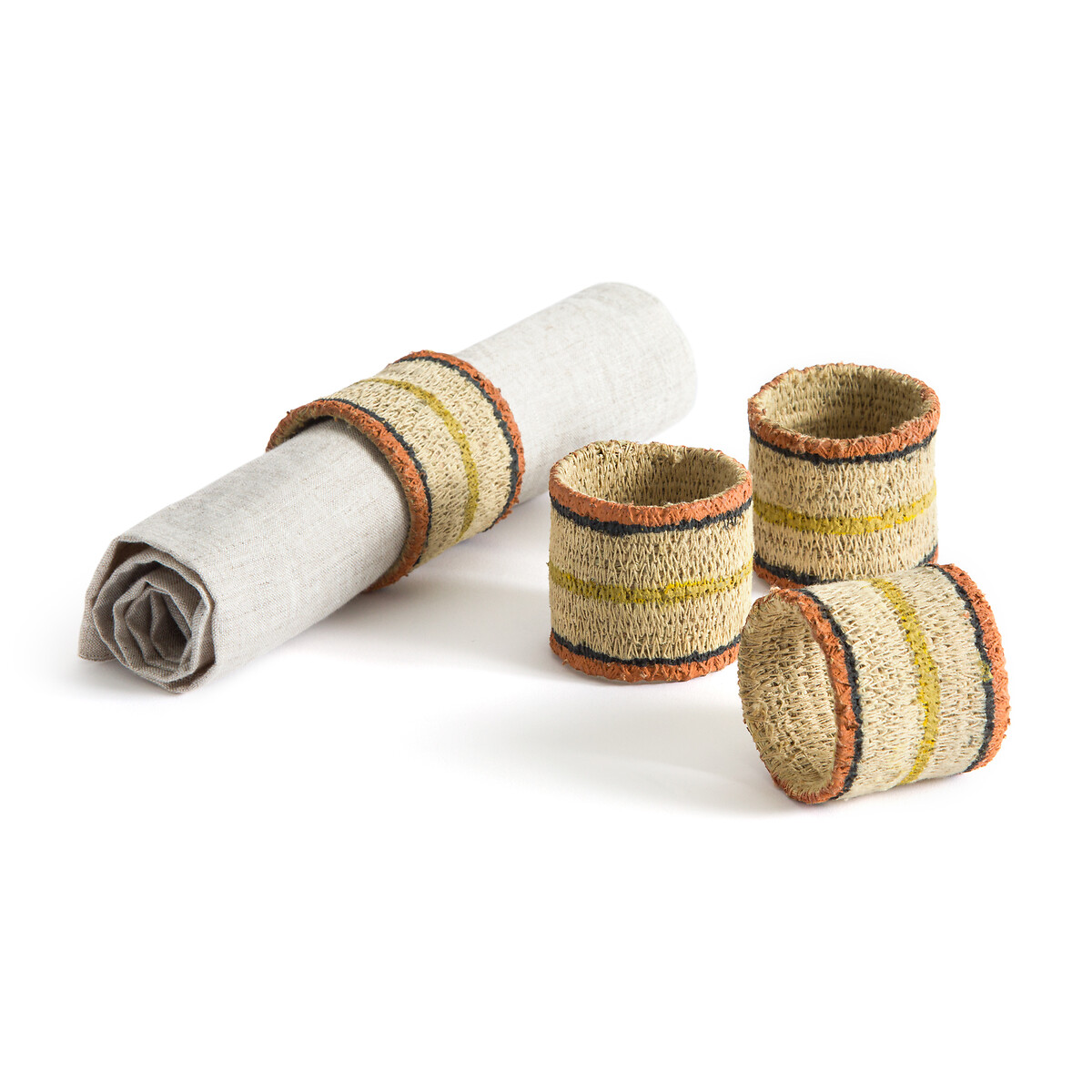 Set of 4 Jutor Woven Straw Napkin Rings