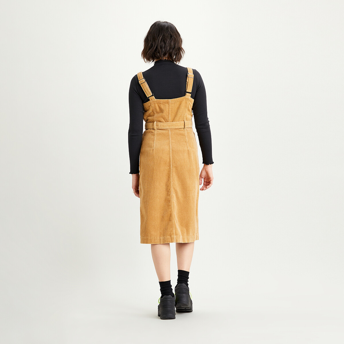 corduroy midi pinafore dress