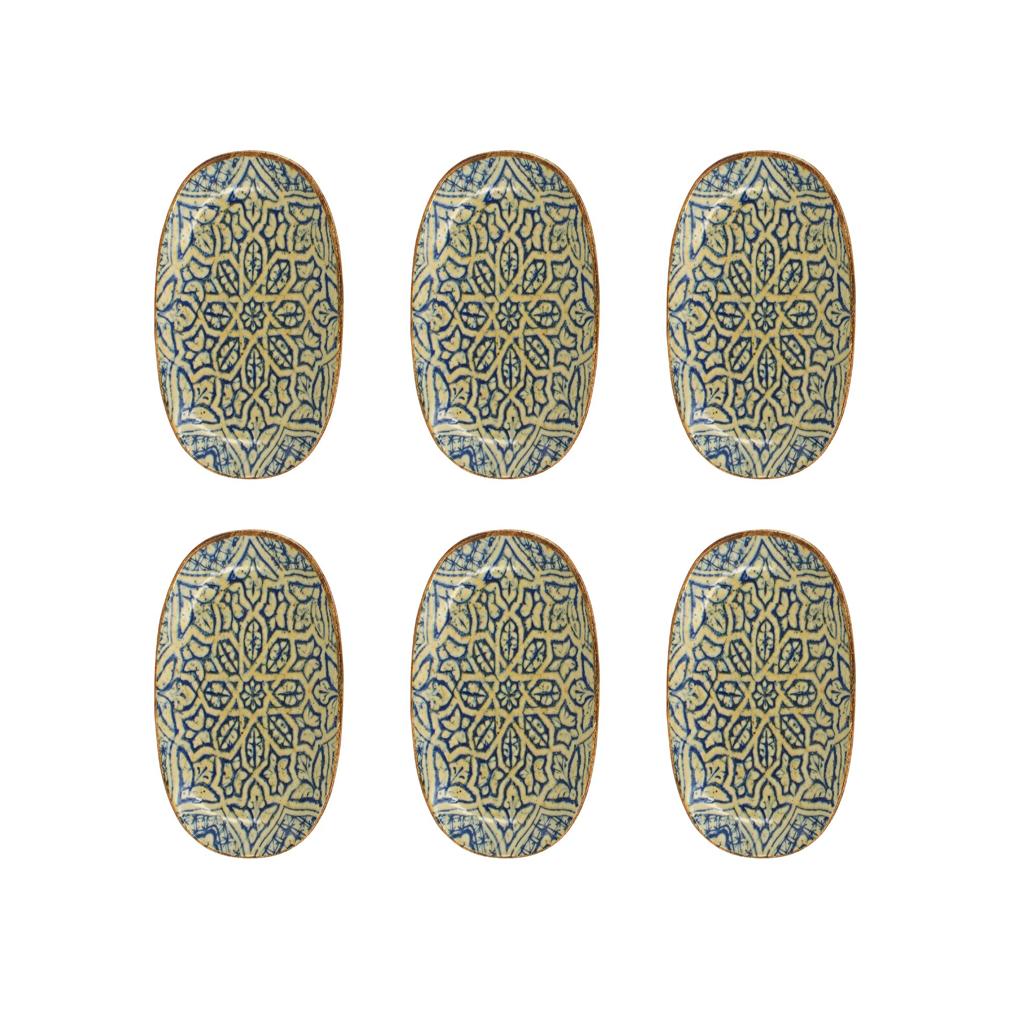 Lot de 6 assiettes ovales 23,5cm en porcelaine, CALYPSO, OGO LIVING